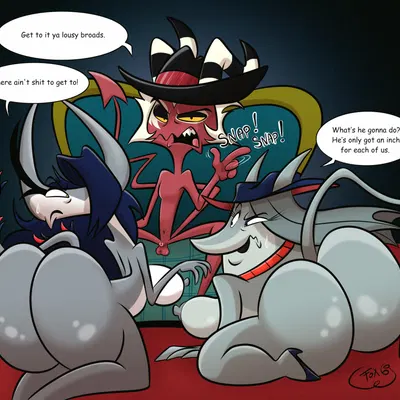 cleo (helluva boss), crimson (helluva boss), marcella (helluva boss) (hellaverse, helluva boss) created by elfox691