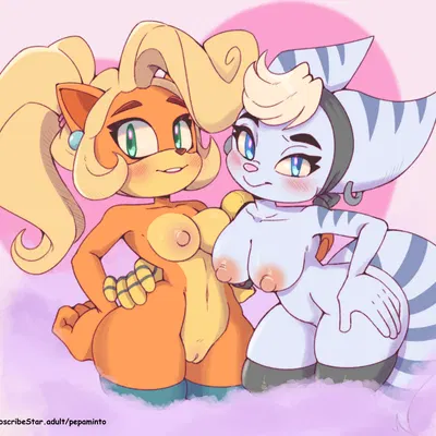 coco bandicoot, rivet (ratchet and clank) (activision, crash bandicoot (series)) created by pepamintop