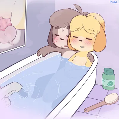 digby (animal crossing), isabelle (animal crossing) (animal crossing, nintendo) created by porldraws