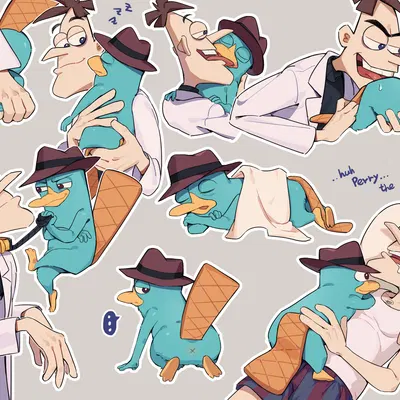 dr. heinz doofenshmirtz, perry the platypus (disney, phineas and ferb) created by ama69