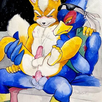 falco lombardi, fox mccloud (nintendo, star fox) created by ulala ko