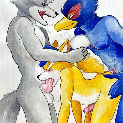 falco lombardi, fox mccloud, wolf o'donnell (nintendo, star fox) created by ulala ko