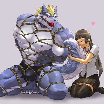 female protagonist (tas), fenrir (tas), protagonist (tas) (lifewonders, tokyo afterschool summoners) created by foster-tony, sharky potato