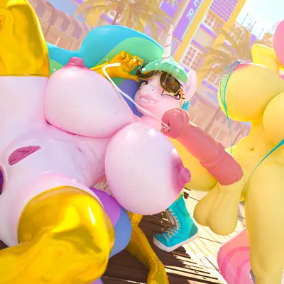 fluttershy (mlp), princess celestia (mlp) (friendship is magic, hasbro) created by forsaken (artist)