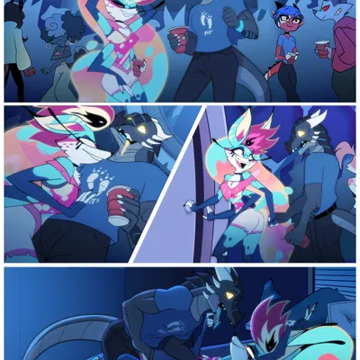 gigi (helluva boss), queen bee-lzebub (helluva boss), xero (captainscales) (hellaverse, helluva boss) created by deadinside97