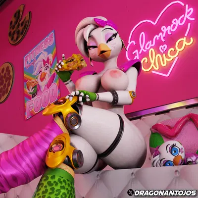 glamrock chica (five nights at freddy's, five nights at freddy's: security breach) created by dragonantojos