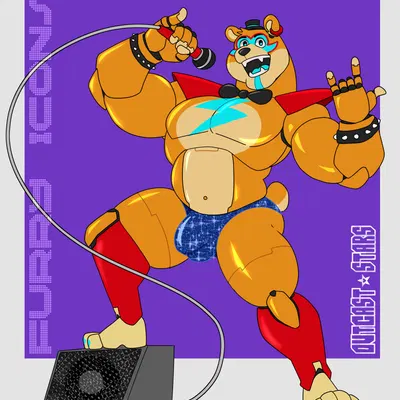 glamrock freddy (five nights at freddy's, five nights at freddy's: security breach) created by outcast-stars