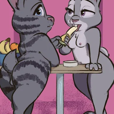 jack savage, judy hopps (disney, zootopia) created by tangerine (artist)