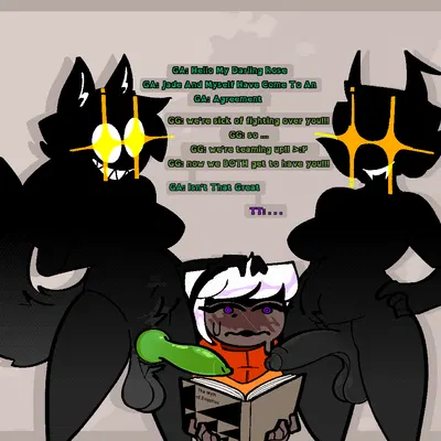 jade harley, kanaya maryam, rose lalonde (homestuck, ms paint adventures) created by xenopavilia