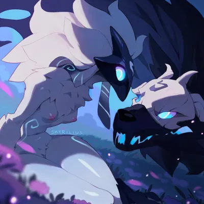 kindred (lol), lamb (lol), wolf (lol) (league of legends, riot games) created by chilllum, skyrilius