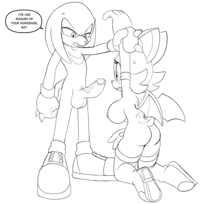 knuckles the echidna, rouge the bat (sega, sonic the hedgehog (series)) created by fourssss
