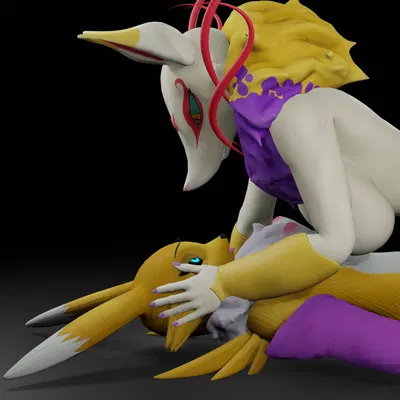 kyubi (yo-kai watch), renamon (kespr) (bandai namco, digimon) created by rnobina