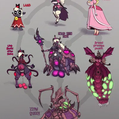 lamb (cult of the lamb), princess peach (blizzard entertainment, cult of the lamb) created by toby art