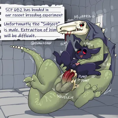 mothman, scp-682 (scp foundation) created by asmallotter