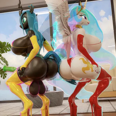 princess celestia (mlp), queen chrysalis (mlp) (friendship is magic, hasbro) created by vladichslg