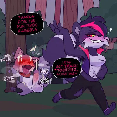 rambley raccoon, salem the skunk (indigo park) created by crushpepper