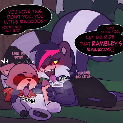 rambley raccoon, salem the skunk (indigo park) created by crushpepper