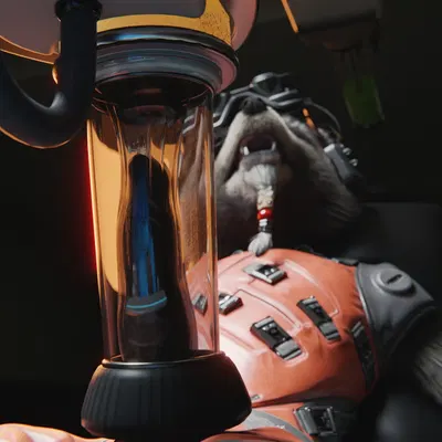 rocket raccoon (guardians of the galaxy, marvel) created by ralic turman