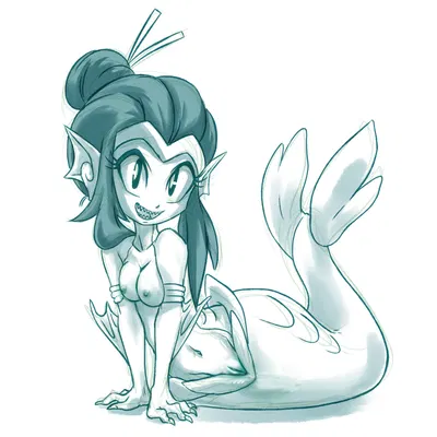 shantae, shantae (mermaid form) (shantae (series), wayforward) created by plagueofgripes, third-party edit