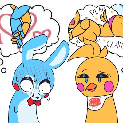 toy bonnie (fnaf), toy chica (fnaf) (five nights at freddy's, five nights at freddy's 2) created by omegamax