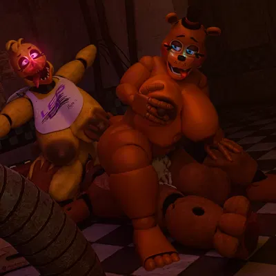 toy freddy (fnaf), withered chica (fnaf), withered freddy (fnaf) (five nights at freddy's, five nights at freddy's 2) created by anonymousfm