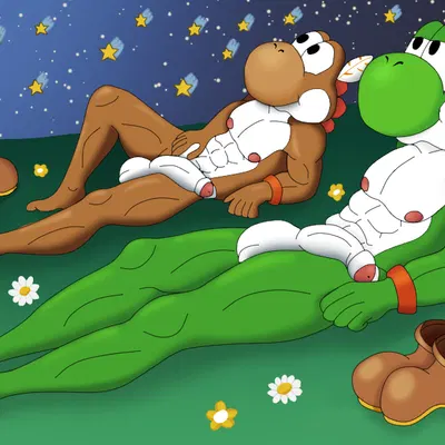 village leader yoshi, village leader yoshi's friend (mario bros, mythology) created by ciel-wolf