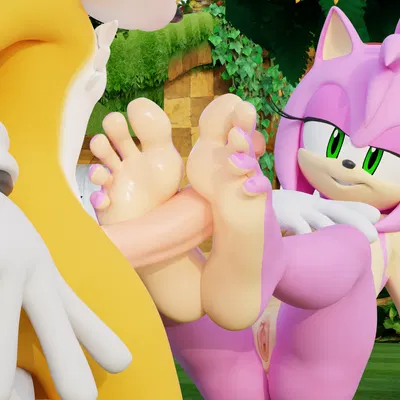 amy rose, miles prower (sega, sonic the hedgehog (series)) created by twintails3d