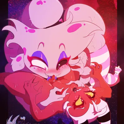 angel dust, moxxie (helluva boss) (hazbin hotel, hellaverse) created by actionb4stard