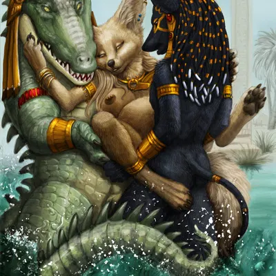 anubis, sobek (egyptian mythology, middle eastern mythology) created by dark natasha