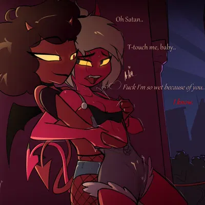 apple (helluva boss), coco (helluva boss) (hellaverse, helluva boss) created by potatonebula