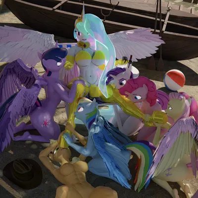 applejack (mlp), fluttershy (mlp), pinkie pie (mlp) (friendship is magic, hasbro) created by vladichslg