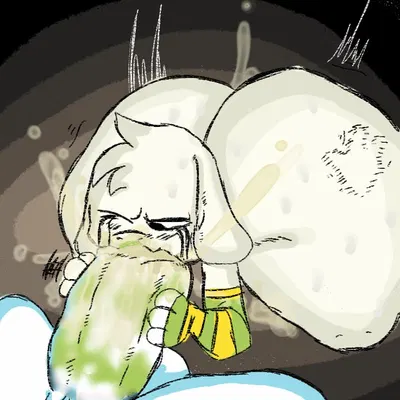 asriel dreemurr, temmie (undertale) (undertale, undertale (series)) created by anothercat