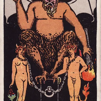 baphomet (deity) (european mythology, greek mythology) created by pamela colman smith