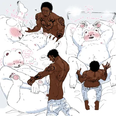 bepo (one piece), trafalgar law (one piece) created by nekokat42