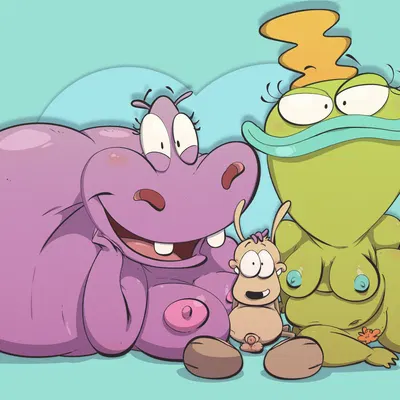 bev bighead, gladys hippo, rocko rama (nickelodeon, rocko's modern life) created by jodero