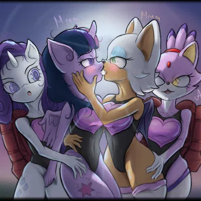 blaze the cat, rarity (mlp), rouge the bat (friendship is magic, hasbro) created by saintmarmo