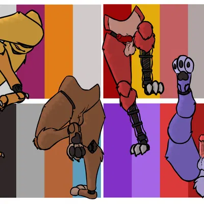 bonnie (fnaf), chica (fnaf), foxy (fnaf) (five nights at freddy's, scottgames) created by udhasi97