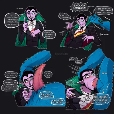 cookie monster, count von count (muppets, pbs) created by gurenruiden