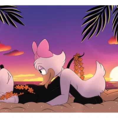 daisy duck, minnie mouse (disney, hawaiian holiday) created by lunula