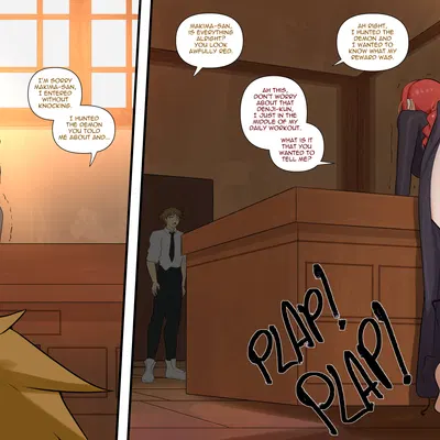 denji (chainsaw man), makima (chainsaw man) (chainsaw man) created by fake face (artist)