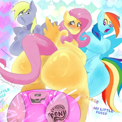 derpy hooves (mlp), fluttershy (mlp), rainbow dash (mlp) (friendship is magic, hasbro) created by fragomatesh