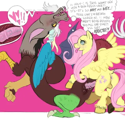 discord (mlp), fluttershy (mlp) (friendship is magic, hasbro) created by breadbitch420