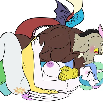 discord (mlp), princess celestia (mlp) (friendship is magic, hasbro) created by pia-sama, sparityqueen
