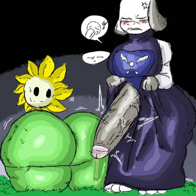 flowey the flower, toriel (undertale, undertale (series)) created by anothercat