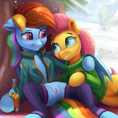 fluttershy (mlp), rainbow dash (mlp) (friendship is magic, hasbro) created by foxpit