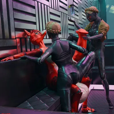 foxy (fnaf), left (atomic heart), right (atomic heart) (atomic heart, five nights at freddy's) created by freekiller