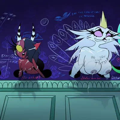 glam (helluva boss), glitz (helluva boss), sallie may (helluva boss) (hellaverse, helluva boss) created by deadinside97