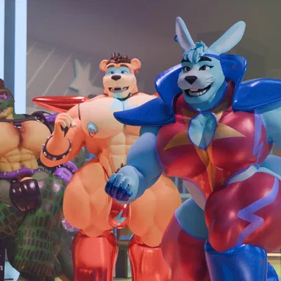 glamrock bonnie (fnaf), glamrock freddy, glamrock freddy (codans) (five nights at freddy's, five nights at freddy's: security breach) created by codans