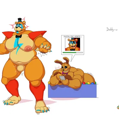 glamrock freddy, spring bonnie (fnaf) (five nights at freddy's, five nights at freddy's: security breach) created by bobthetanuki