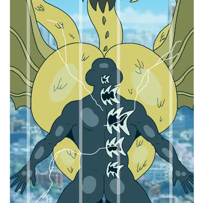 godzilla, king ghidorah, mothra (european mythology, godzilla (series)) created by metri-arts